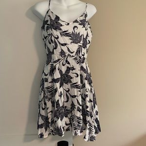 Floral Blue and white dress with straps and tie up back